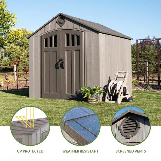 Lifetime 8x7 Rough Cut Plastic Shed - Additional Features and Benefits