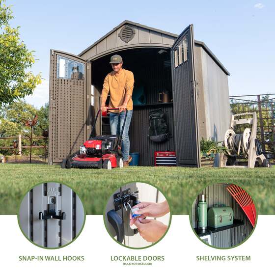 Lifetime 8x7 Rough Cut Plastic Shed Kit Features and Benefits