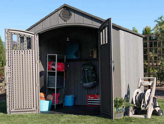 Lifetime 8x7 Shed 60370 Assembled in Backyard