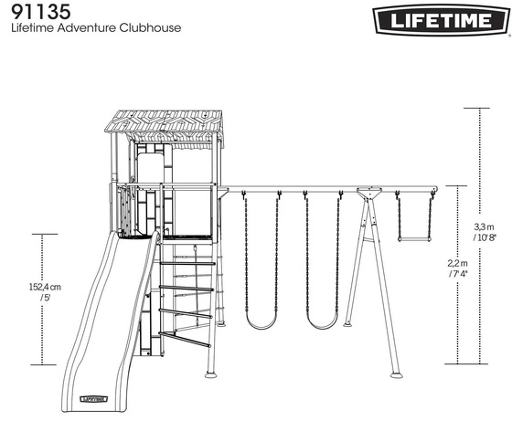 Lifetime Adventure Clubhouse Metal Swing Set  91135