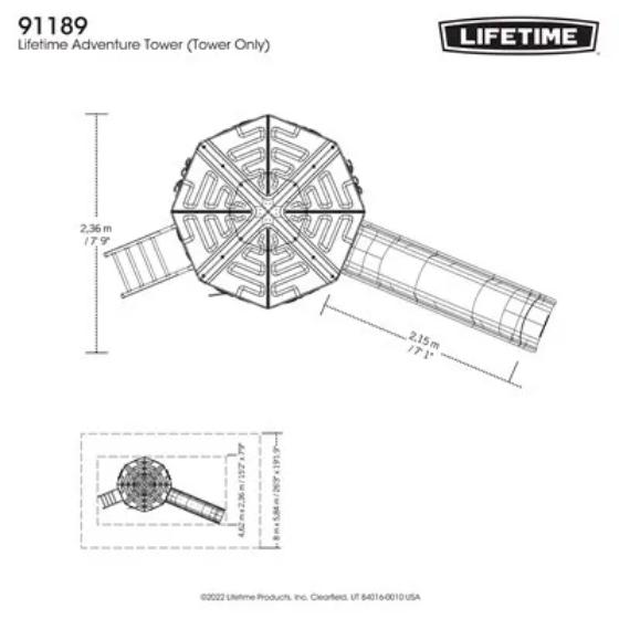 Lifetime Adventure Slide Tower Playset Kit Measurement Diagram