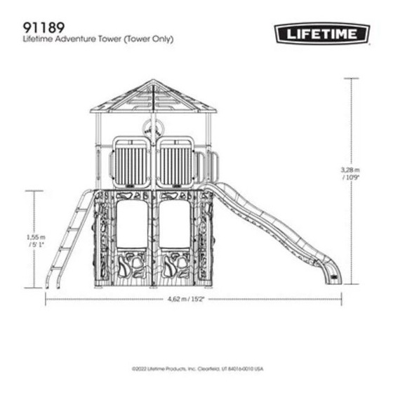 Lifetime Adventure Slide Tower Playset Kit Dimensions