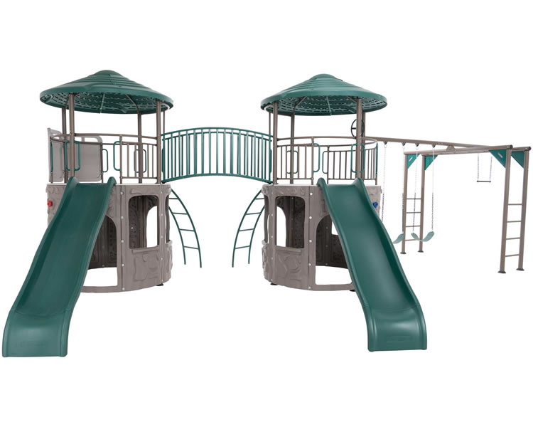 Lifetime Double Slide Swing Set w/ Monkey Bars & Bridge