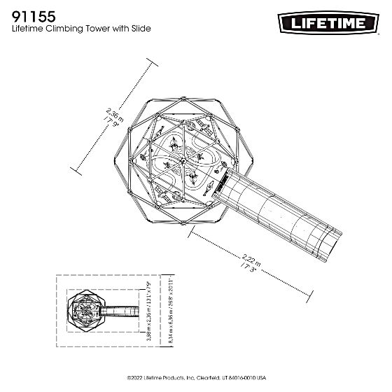 Lifetime Dome Climbing Tower with Slide - Measurements