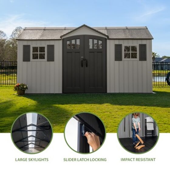 Lifetime 15x8 Plastic Storage Shed Kit w/ Dual Entry 60410