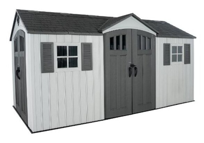 Lifetime 15x8 Dual Entry Outdoor Storage Shed Kit - Gray Matters