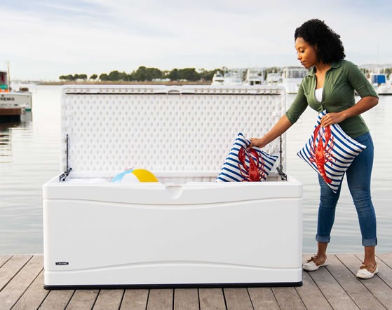 Lifetime Marine Dock Storage Box Assembled On Boat Dock