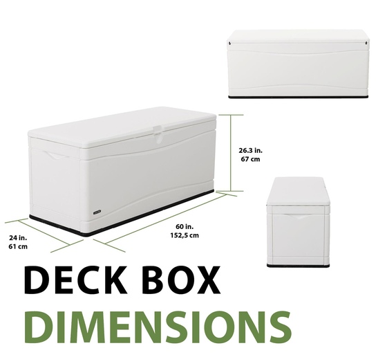 Lifetime 130 Gallon Marine Plastic Deck Storage Box Dimensions
