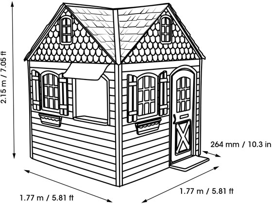 Lifetime 6x6 Playhouse Kit Measurements and Dimensions Diagram