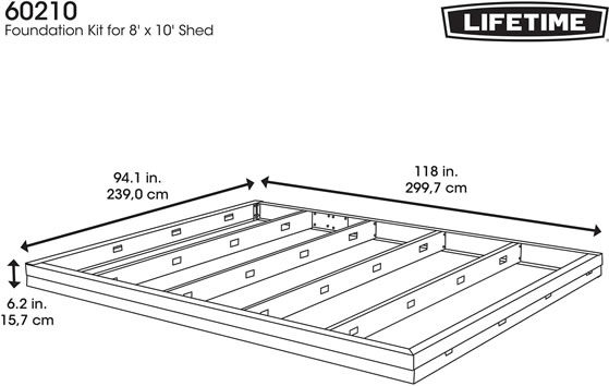 lifetime sheds 8x10 or 10x8 foundation kit 60210