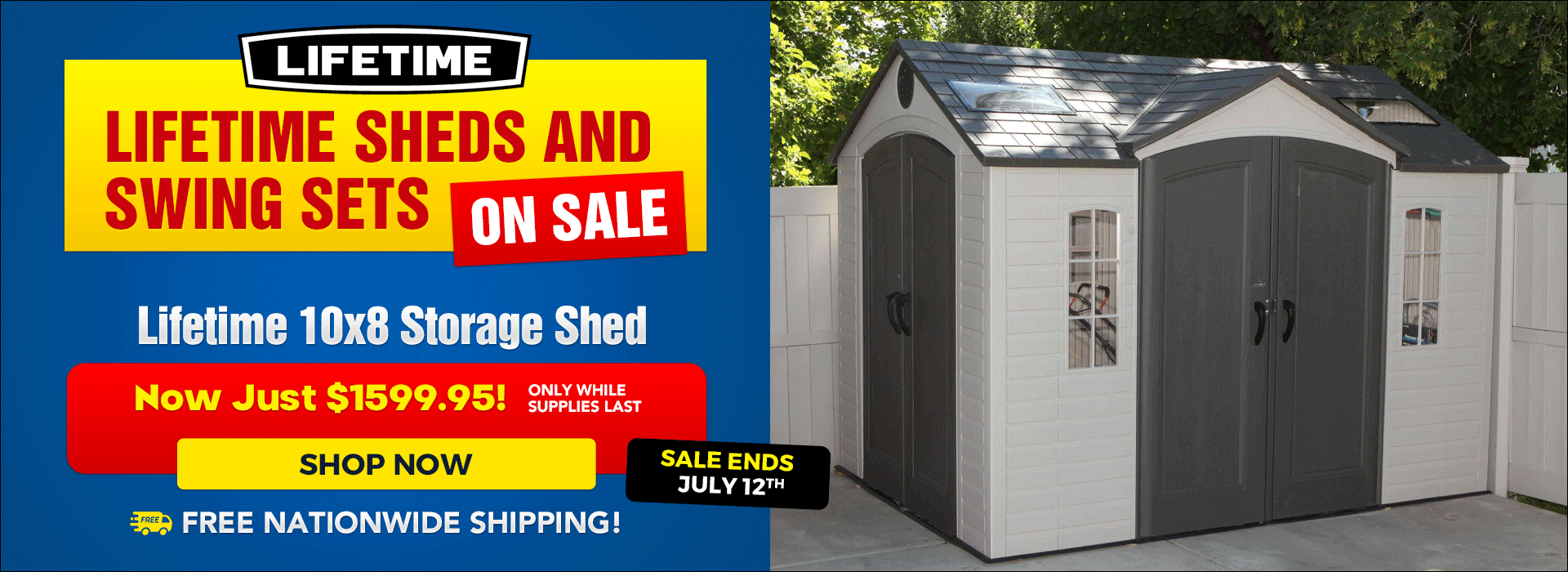 Lifetime Sheds and Swings 4th Of July Sale