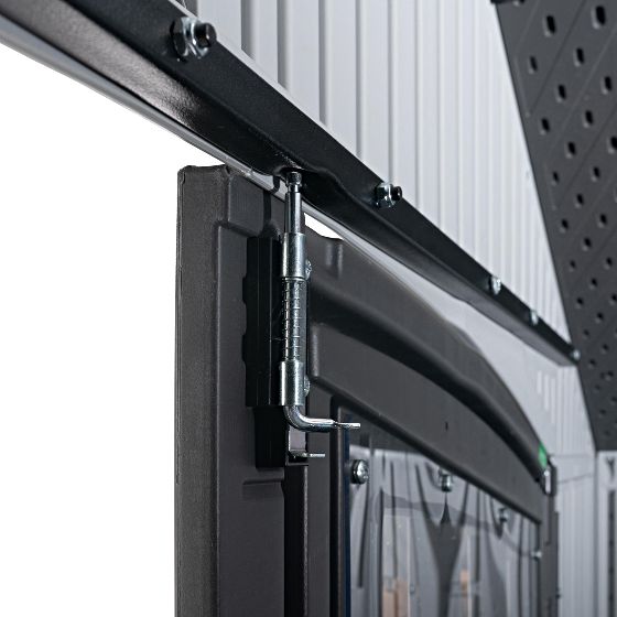 Slide Bar Latch - Lockable steel latch adds extra security to keep your belongings safe.