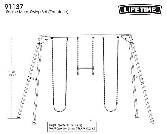 Lifetime Three-Station Metal Swing 91137 - Measurements