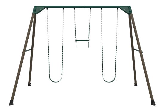 Introducing the Lifetime Three-Station Metal Swing Set in Earthtone