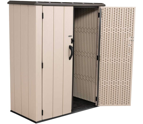 Lifetime Vertical Plastic Shed Door half open