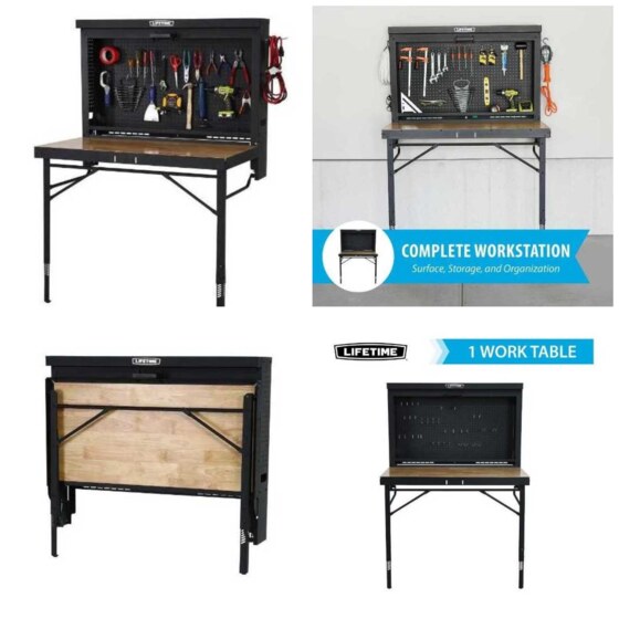 Lifetime Wall-Mounted Folding Work Table - Complete Workstation