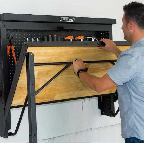 Lifetime Wall-Mounted Tool Storage Folding Work Table - 