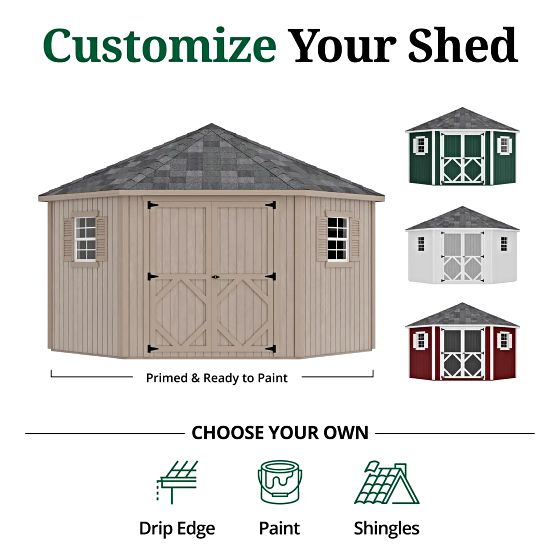 Customize your shed with your choice of paint and shingles- Make it yours!