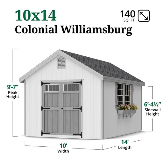 Little Cottage Colonial Williamsburg Shed - Dimensions