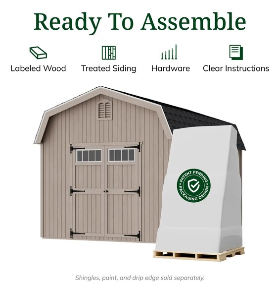 Precut kit includes labeled parts, hardware, and instructions. No cutting required; basic tools and assembly experience are recommended.