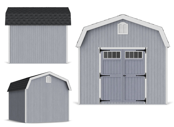 Add classic charm and versatile storage with the Woodbury Barn. Gambrel roof, wide double doors, and colonial accents create the perfect backyard workspace.