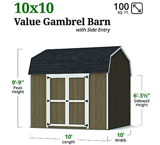 Value Gambrel 6' Barn Shed - Measurements