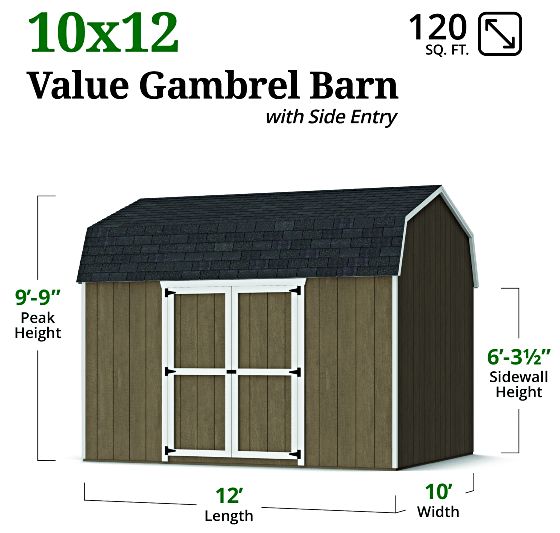 Value Gambrel 6' Barn Shed - Measurements