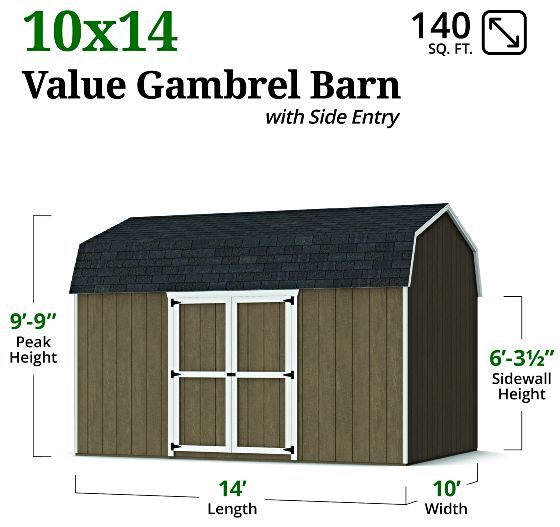 Value Gambrel 6' Barn Shed - Measurements