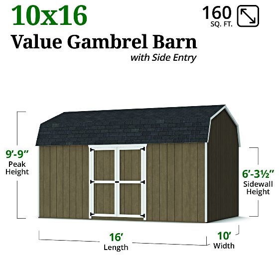 Value Gambrel 6' Barn Shed - Measurements