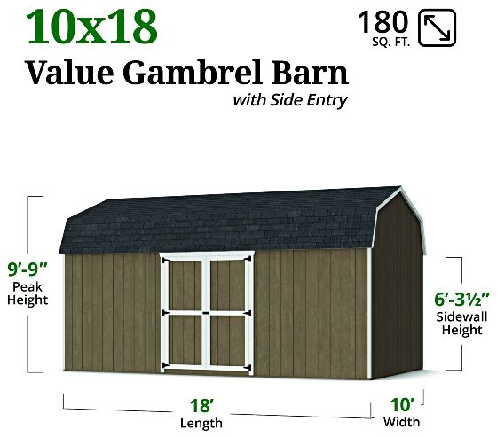 Value Gambrel 6' Barn Shed - Measurements