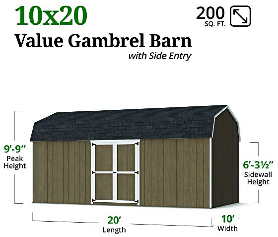 Value Gambrel 6' Barn Shed - Measurements
