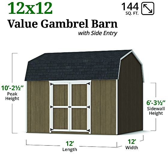 Value Gambrel 6' Barn Shed - Measurements