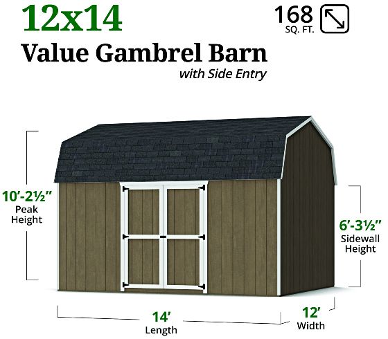 Value Gambrel 6' Barn Shed - Measurements