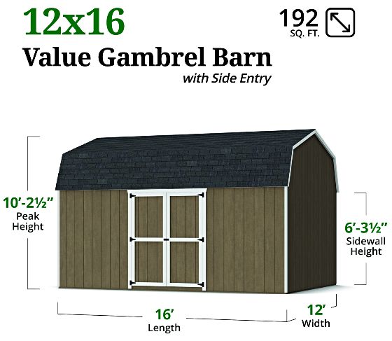 Value Gambrel 6' Barn Shed - Measurements