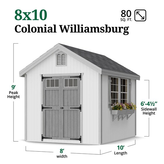 Little Cottage Colonial Williamsburg Shed - Dimensions
