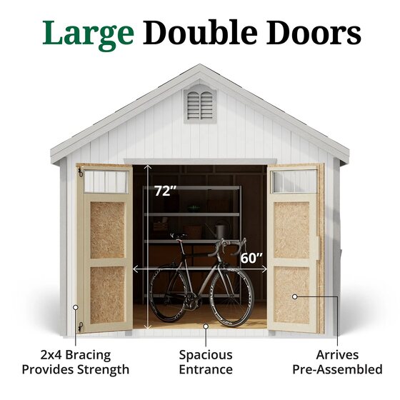 Little Cottage Colonial Williamsburg Shed double doors provides convenient entry and easy access to your storage items title=
