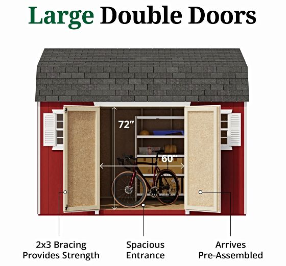 Pre-Assembled Double Doors with Metal Latch & 2x3 Bracing