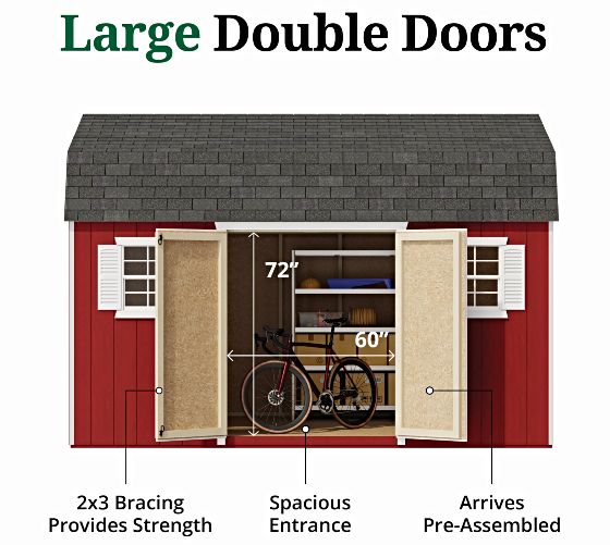 Pre-Assembled Double Doors with Metal Latch & 2x3 Bracing