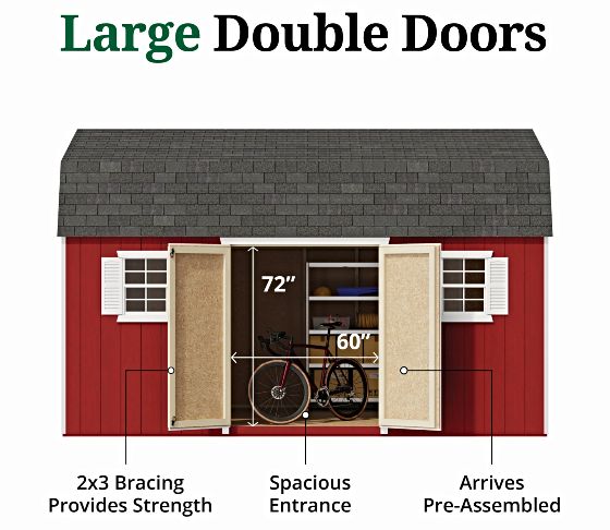 Pre-Assembled Double Doors with Metal Latch & 2x3 Bracing