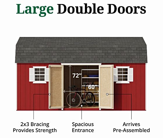 Pre-Assembled Double Doors with Metal Latch & 2x3 Bracing
