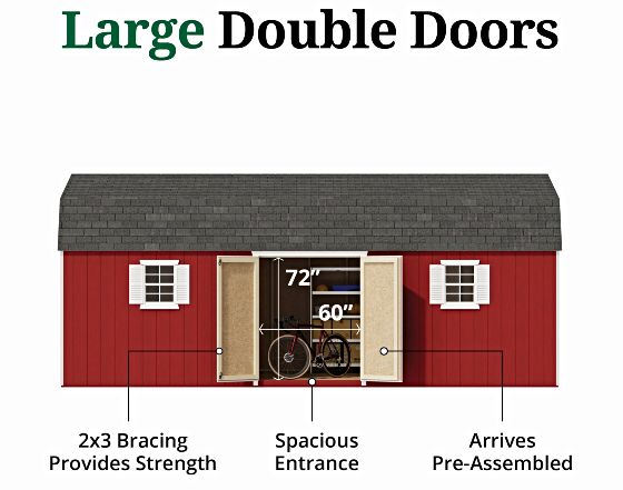 Pre-Assembled Double Doors with Metal Latch & 2x3 Bracing