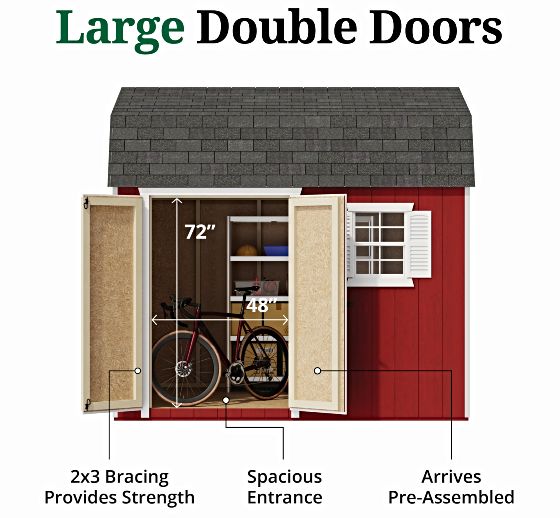 Pre-Assembled Double Doors with Metal Latch & 2x3 Bracing
