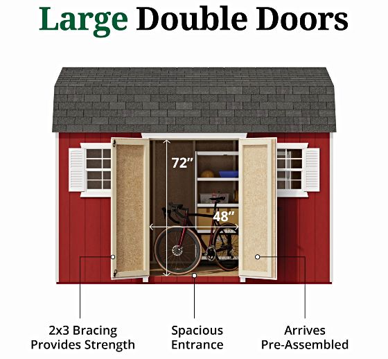 Pre-Assembled Double Doors with Metal Latch & 2x3 Bracing