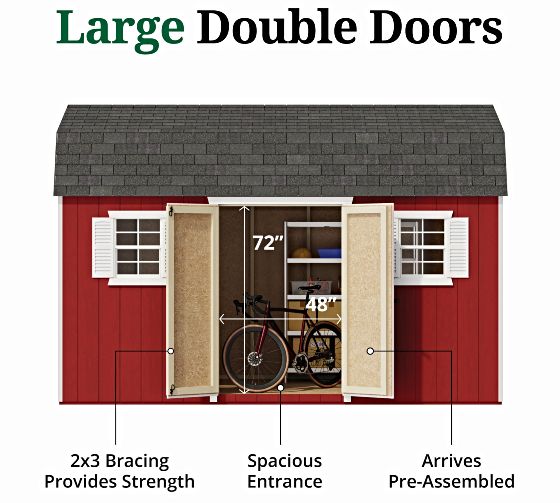 Pre-Assembled Double Doors with Metal Latch & 2x3 Bracing
