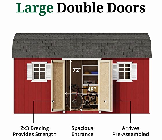 Pre-Assembled Double Doors with Metal Latch & 2x3 Bracing