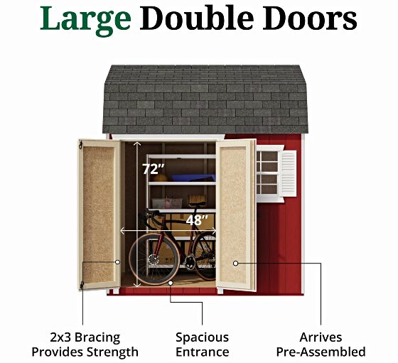 Pre-Assembled Double Doors with Metal Latch & 2x3 Bracing