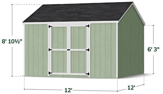 Value Gable Shed with Side Entry - Measurements