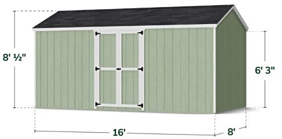 Value Gable Shed with Side Entry - Measurements