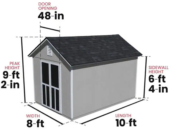 Handy Home 8x10 Meridian Shed Measurements Diagram