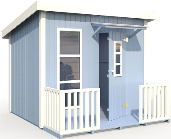 Palmako 7x6 Harry Wood Playhouse Shed Painted Light Blue and White